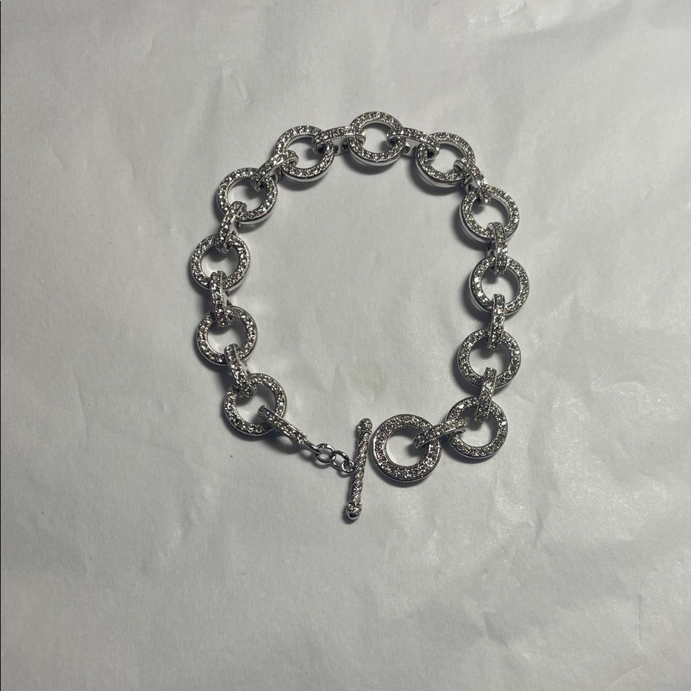 Nadri Elegant Silver Chain Bracelet & CZ’s Vintage EUC